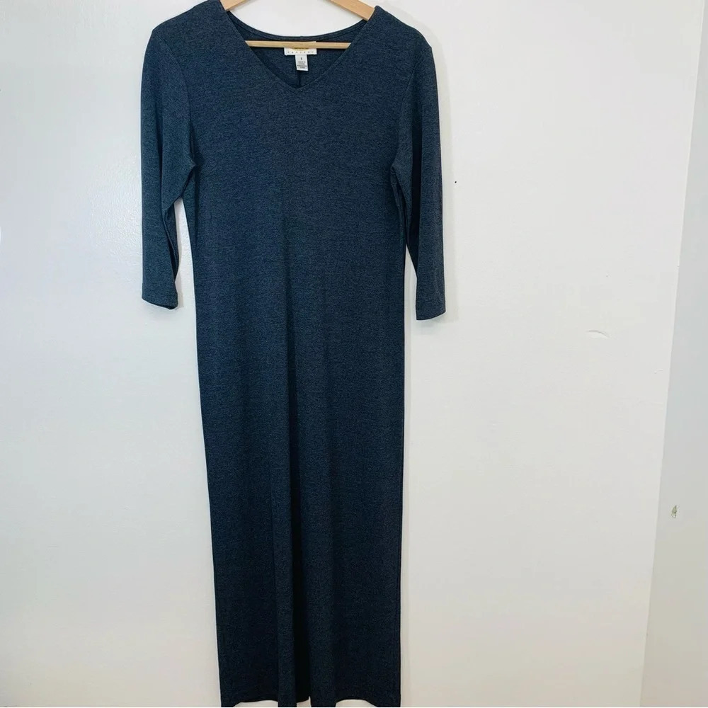 Talbots Dress Petite Small Long Midi Shift Knit Stretch 3/4 Sleeve Office Travel